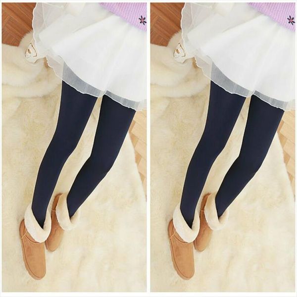 

warm winter womens legging fashion solid color thermal warm thick fleece skinny slim high waist leggings stretch trouser pants, Black