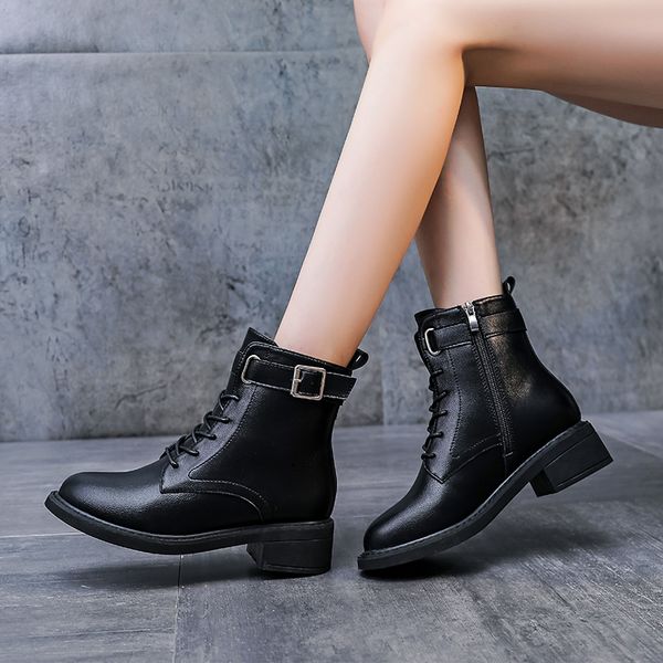

d02 uber guest buckle dual-purpose boots british fashion women's shoes 35-40p68, Black