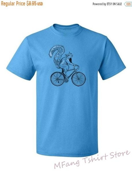 

squirrel riding bike men t-shirt men funny print women tee casual o-neck tshirts