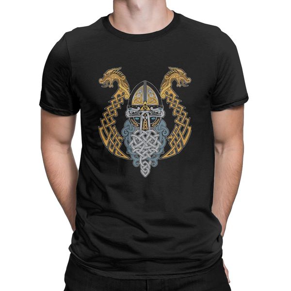 

viking dragon valknut helmet t shirt men 100% cotton t-shirts valhalla god odin beard tees short sleeve clothes plus size