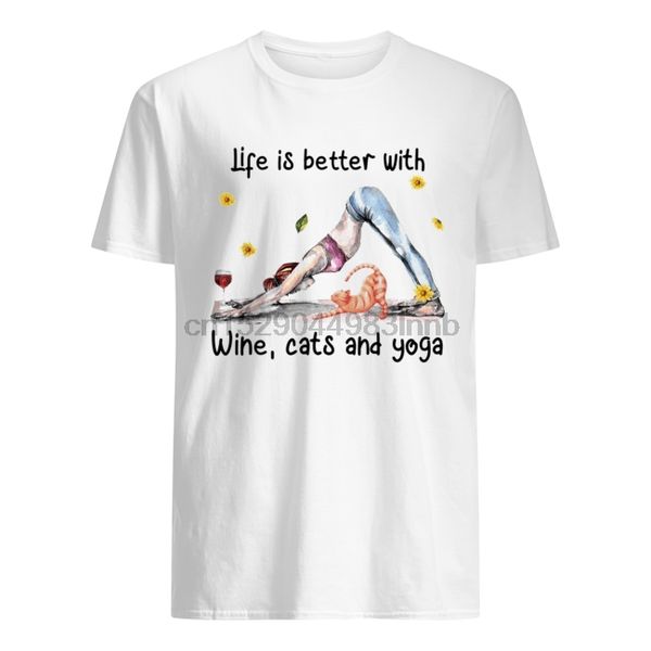 

life is better with wine cats and yoga shirt