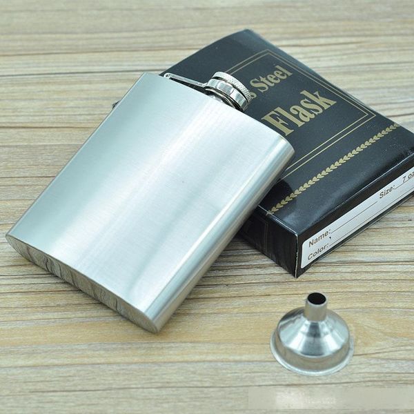 

7oz stainless steel hip flask with funnel portable whisky stoup wine pot alcohol bottles for men wholesale