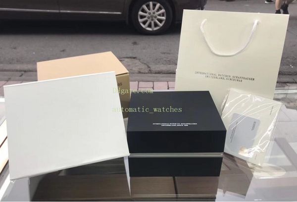 

new version black wood boxes certificate with tote bag iw327001 paper for out original boxes for mens watches, Black;blue
