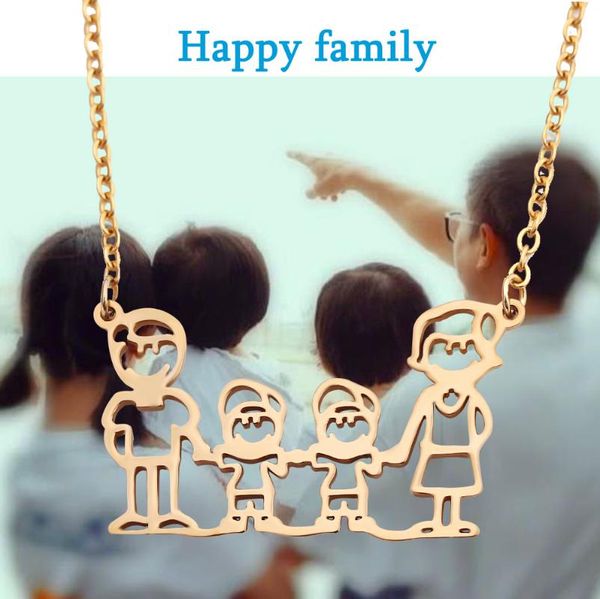 

family necklace dad mom family necklace love boy boy pendant jewelry tricolor women mother's day gift, Silver