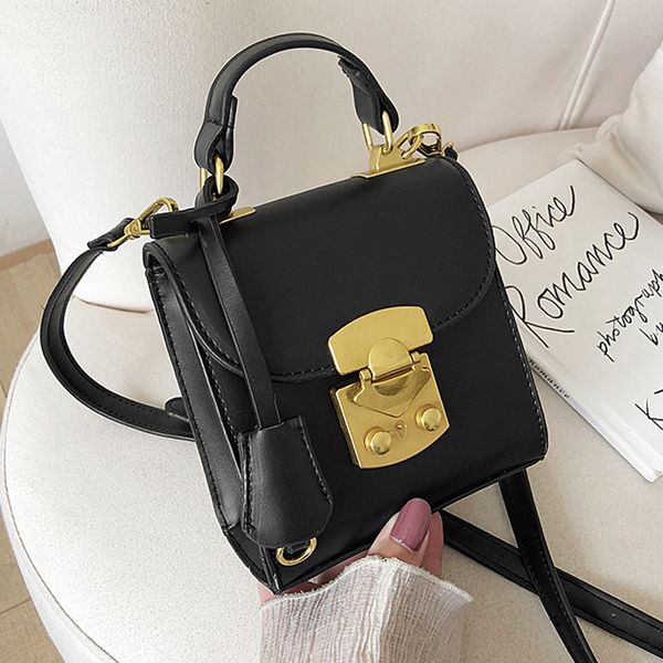 

luxury solid color pu leather shoulder bags for women 2020 lock handbags small travel hand bag lady fashion crossbody designer