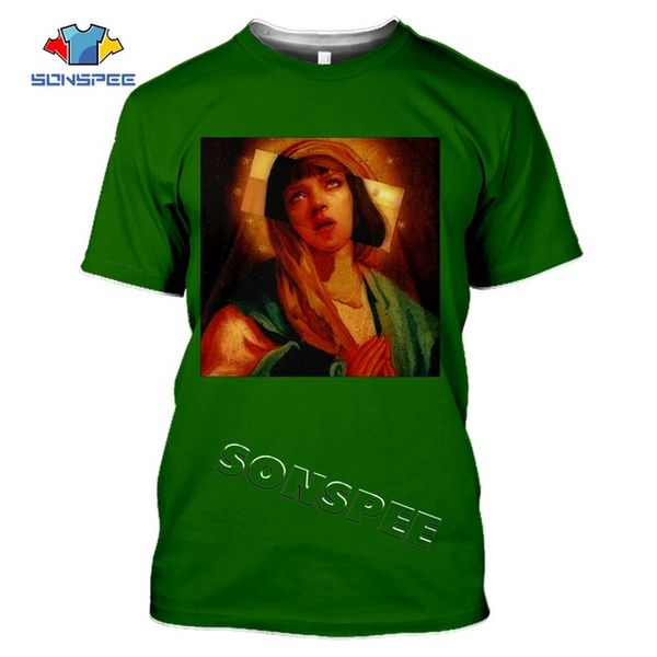 

men movie pulp fiction poster virgin mary 3d print shirts oversized aesthetic funny men clothing