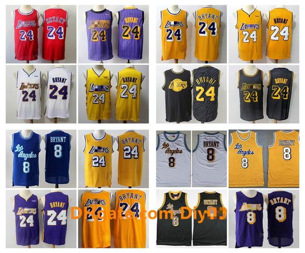 

vintage 8 24 bryant los angeles lakers kobe bryant jersey retro honor city mvp edition basketball jerseys, Black;red