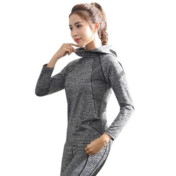 

kaqihu sports casual running t-shirt women's long-sleeved cap fitness yoga clothes korean fashion & sports women's, White;red