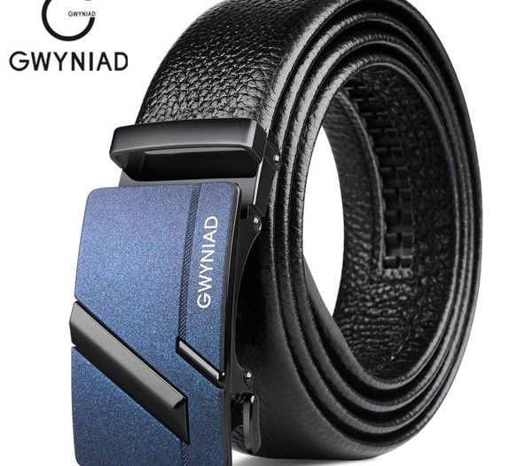 

gwyniad cow skin leather belts for men luxury formal casual for men alloy automatic buckle business belt for male t200427, Black;brown