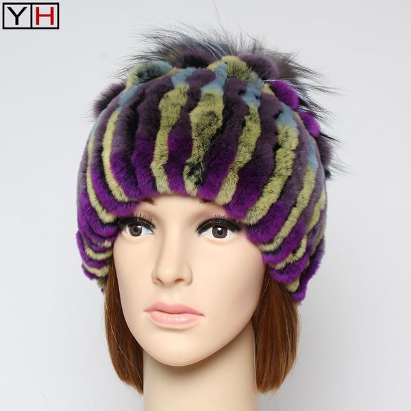 

Russia Women 100%Natural Real Rex Fur Hats Luxury Flower Knitted Hats Genuine Rex Fur Hat Fashion Real, Blue;gray