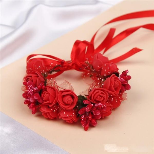 

corsage romantic head band headwear wedding bridal wrist band bridesmaid artifical flowers garland wreath hair accessories