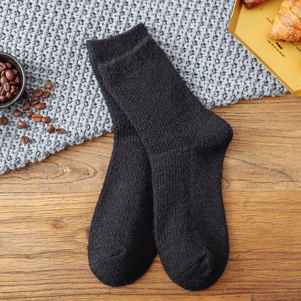 

korean autumn and winter new warm and sockswomen's thickened warm mohair women's socks solid color sweet casual all-match mid-calf, Black