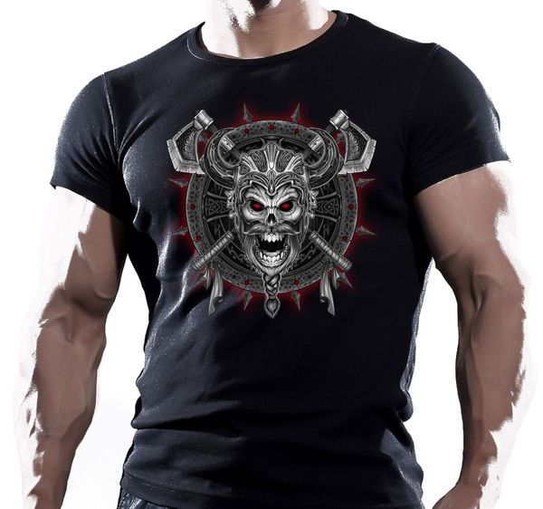 

горячая продажа новых людей тенниски viking skull щит мма борьба workout мотивация mens t shirt муай тай смешной o шеи тенниска