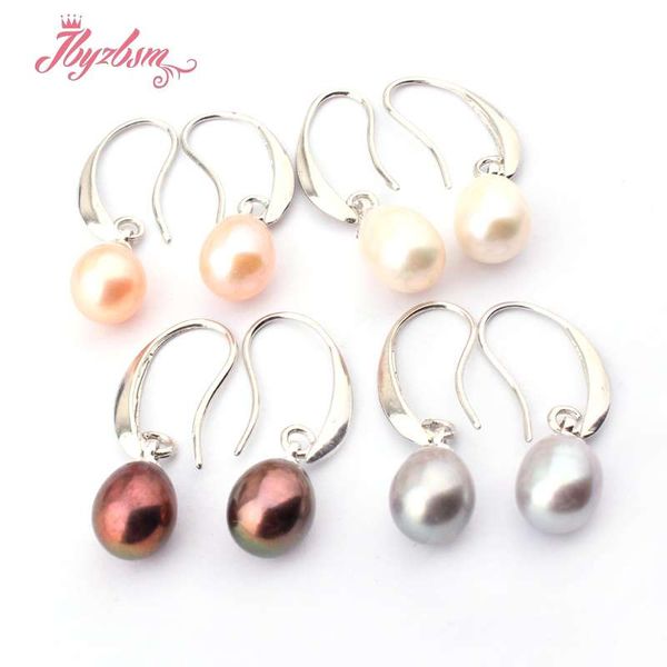 

7x8-9x10mm natural oval freshwater pearl tibetan silver hoo p earring 1 pair fashion jewelry women gift wholesale ing
