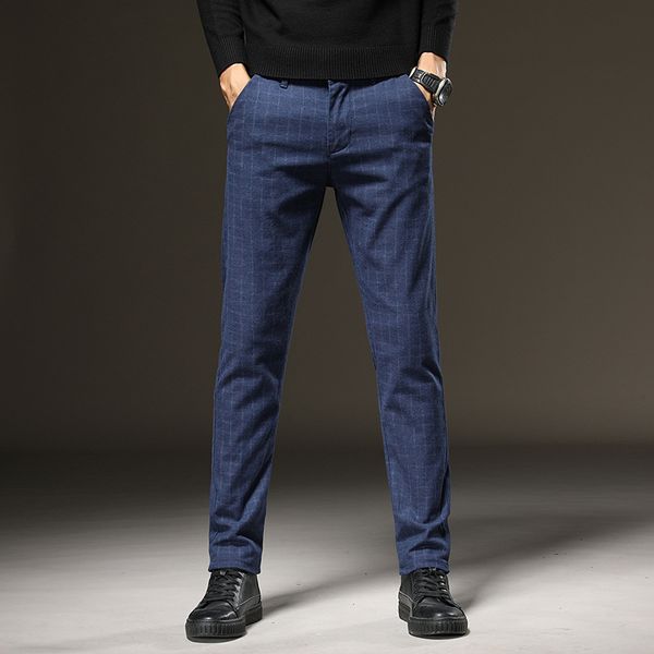 

men's pants slim straight stretch smart casual men trousers autumn classic business for male joggers streetwear,519, Black