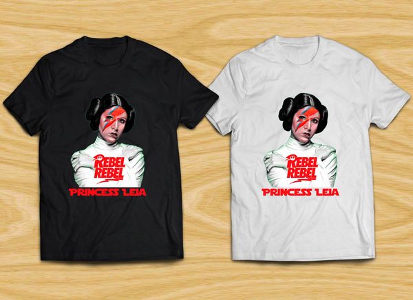 

2019 new summer fashion tee shirt princess leia carrie fisher rebel black and white t-shirt
