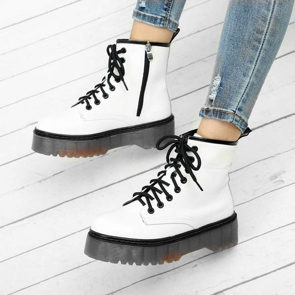 

women warm plush autumn ankle snow boots casual lace up low heels female platform shoes ladies motorcycle short botas fashion 200925, Black
