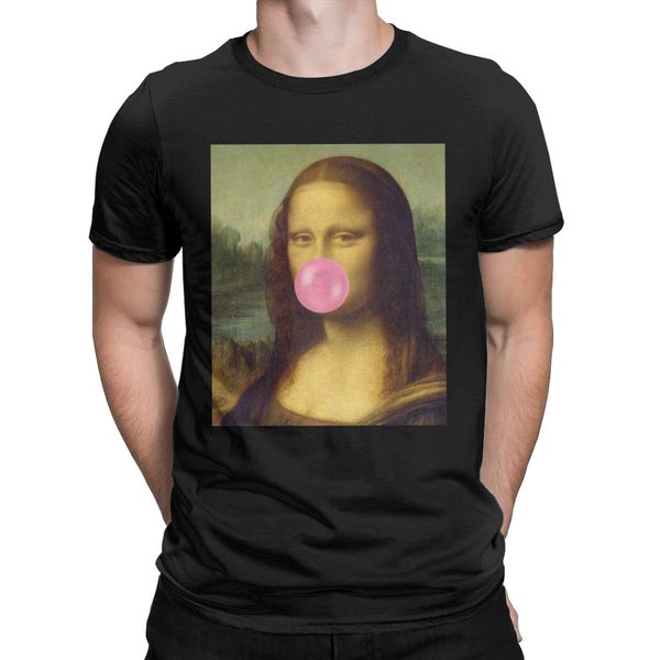 

the bubble gum mona lisa men t shirts funny vintage tees short sleeve crew neck t-shirt pure cotton printing clothes