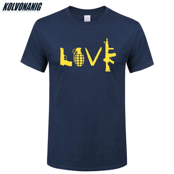 

love with guns pistol dagger ar-15 ak-47 novelty combination pattern printed t-shirt male cotton street men's o-neck t shirt top