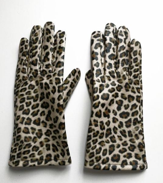 

women' autumn winter natural leather leopard print warm glove lady' genuine leather driving glove r2237, Blue;gray