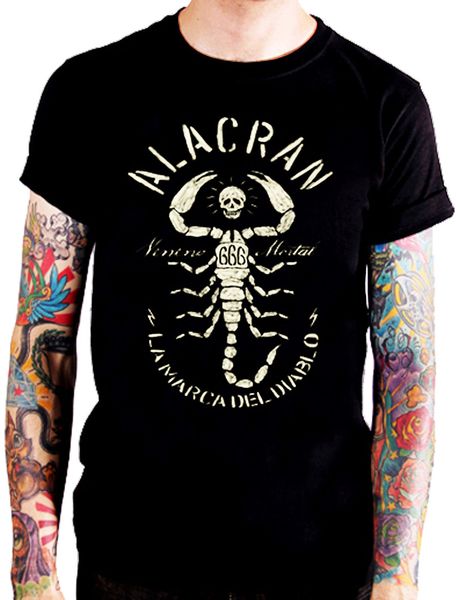 

2020 new mens t shirts [alacran 666] t-shirt rockabilly scorpion biker rocker tatto tshirt homme