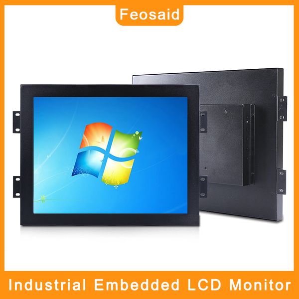 

feosaid 12" 17" 15 inch industrial computer monitor 10 inch metal case automation equipment displays vga hdmi input for pc