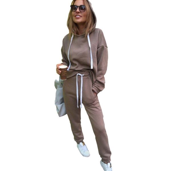 

осень tracksuit с длинным рукавом сгущает с капюшоном толстовки 2 шт набор повседневный спортивный костюм женщины бег set y308, Black;blue