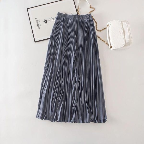 

cthink good quality korean style pleated wide leg pants for women fashion solid pink pants skirt style blue baggy women, Black;white