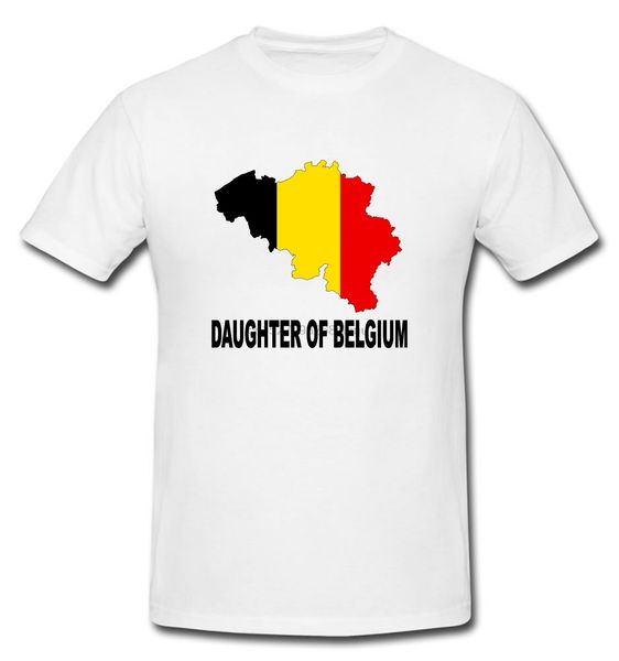

daughter of belgium belgian flag map ladies fit t-shirt white 100% cotton