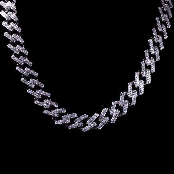 

custom 8"16"18"20"24"micro pave zircon crystal iced out 15mm miami cuban link chain necklace bracelet hip hop for m, Silver
