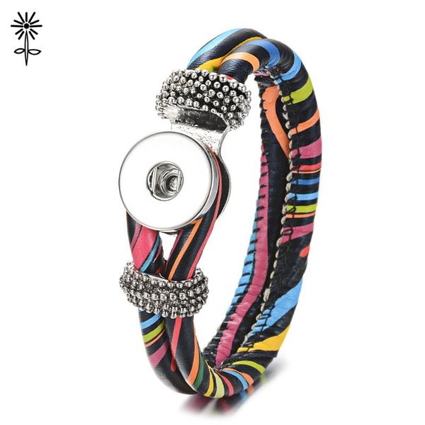 

wholesale 10pcs/lot 13 colors leather braided snap bangle bracelet for 18mm snap charms buttons nn-650*10, Black