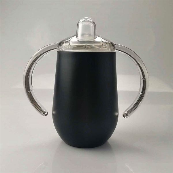 

10oz sippy cup baby bottle with handle stainless steel tumbler insulation water bottle double wall vacuum kids cup with bpa nozzle a02