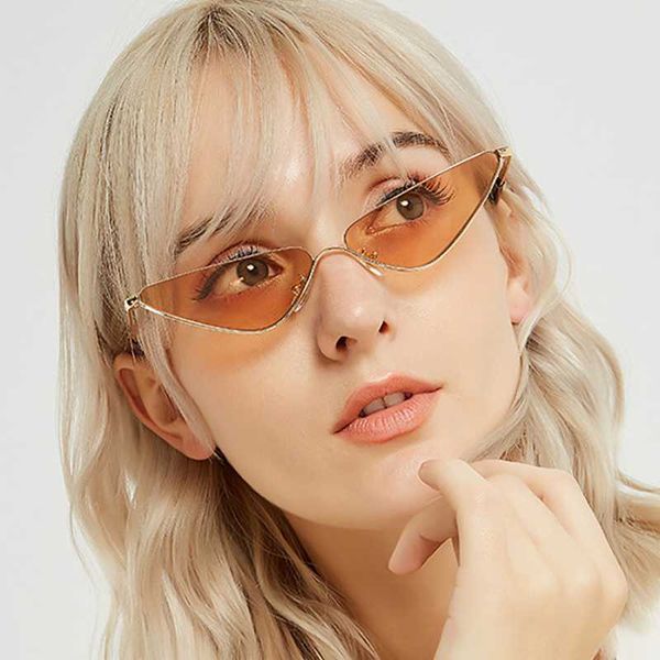 

2020 new triangular small frame sunglasses trend cat eye jelly sunglasses women fashion street sglasses, White;black