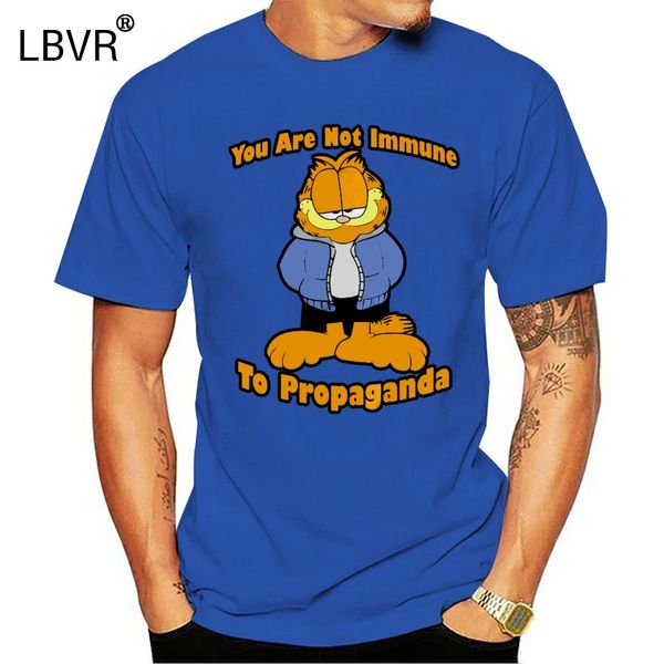 

men funny t shirt fashion tshirt you are not immune to propaganda garfield version women t-shirt