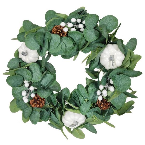 

artificial wreath christmas halloween garland harvest festival pumpkin eucalyptus pine cone withered vine ring home decoration