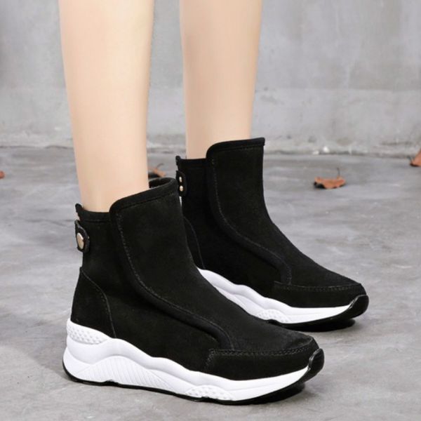 

winter boots women snow boots shoes woman fashion thick bottom wedge short plush warm increase non-slip booies a1-04, Black