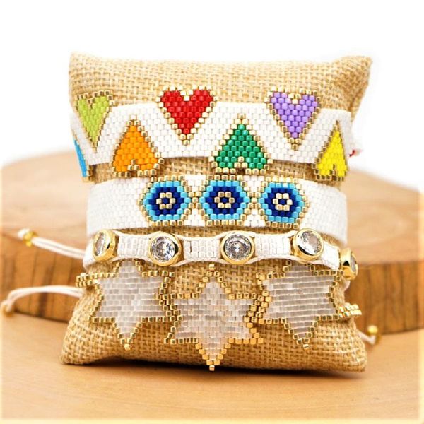 

charm bracelets rttooas turkish evil eye bracelet pulsera mujer moda 2021 heart star crystal jewelry handmade beaded, Golden;silver