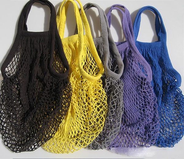 

multifuction fruits vegetable foldable portable shopping bag string cotton mesh pouch for sundries juice storage bags sale