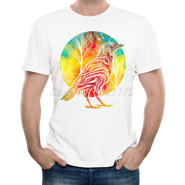 

new arrivals 2019 men's summer fashion colored raven printed t shirt cool casual short sleeve tee