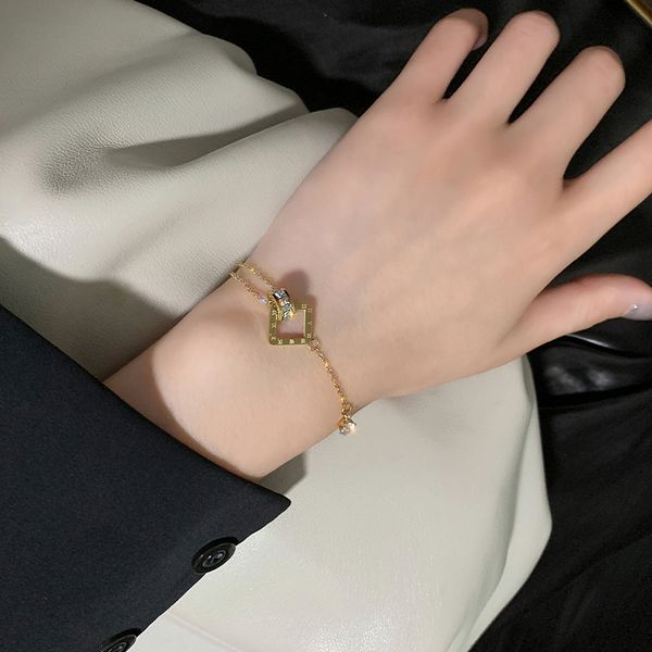 

charm bracelets jewelry rose gold stainless steel roman numerals & bangles female bracelet for women, Golden;silver