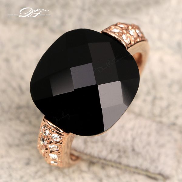 

cluster rings anti allergy black party white/rose gold color cubic zirconia retro fashion brand jewelry for women/girls anel dfr339, Golden;silver