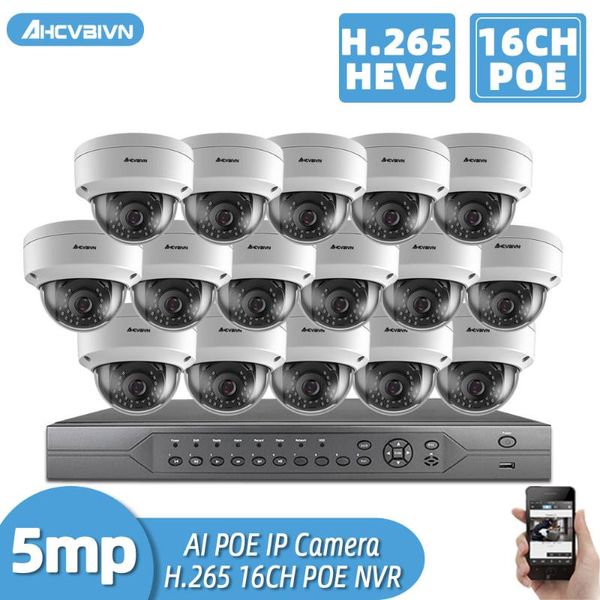 

systems h.265+16ch 4k 5mp 8ch poe cctv system nvr kit waterproof ai smart infared security camera video surveillance set onvif