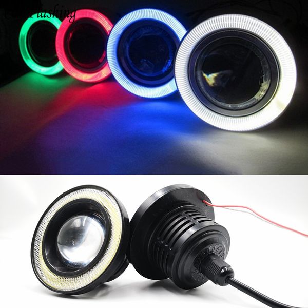 1 Set 12V Universal LED COB DRL luzes de condução branco azul do verde amarelo rosa vermelha Angel Eyes Fog Lamp 2.5