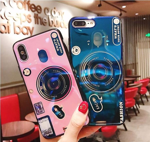 

for iphone 11 pro xr xs max 8 7 6 plus phone kickstand case camera vintage cartoon laser holder cover with mobile phone air bracket