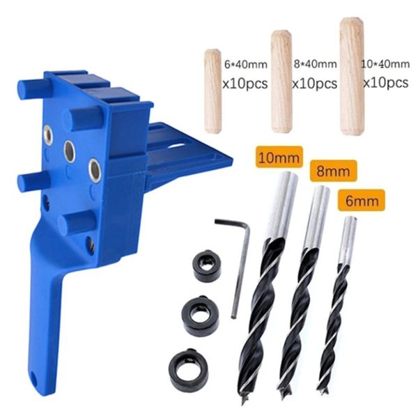 

wood doweling jig abs handheld pocket hole jig 6/8/10mm drill bit hole puncher