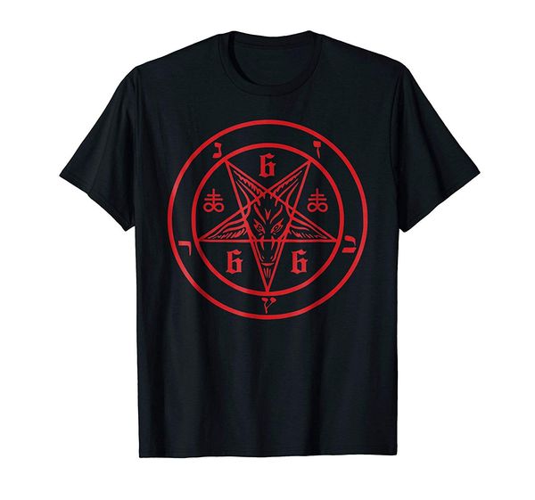 

2019 fashion men t shirt satanic pentagram sigil of the devil baphomet t shirt