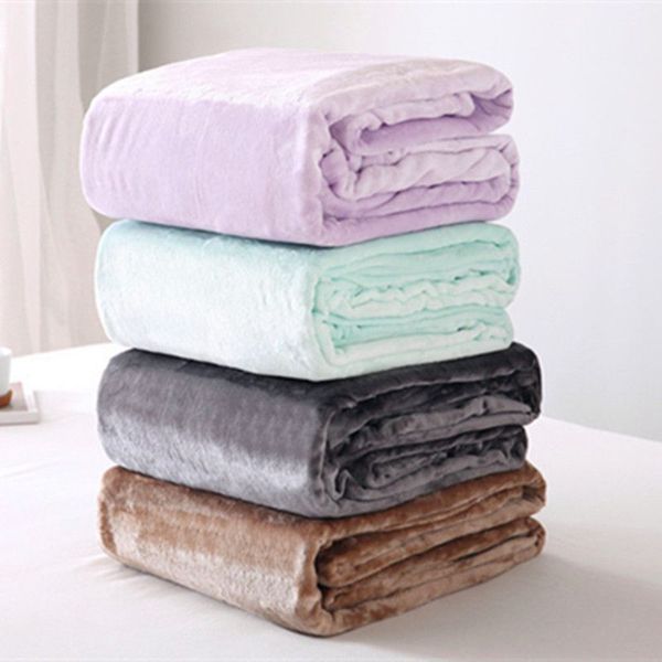 

flannel fleece throw blanket beddingoutlet soft travel blanket solid color bedspread plush cover for bed sofa dropshipping