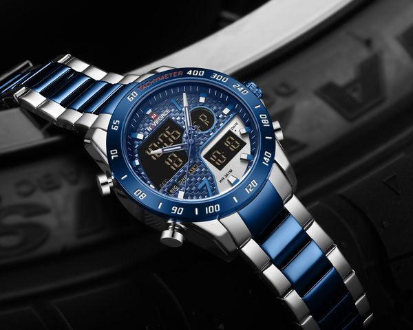 

naviforce men digital watch led sport military mens quartz wristwatch male luminous waterproof clock watches relogio masculino, Slivery;brown