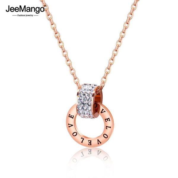 

beautiful girls love rhinestone circle charm necklaces & pendants stainless steel fashion jewelry for women n17075, Silver