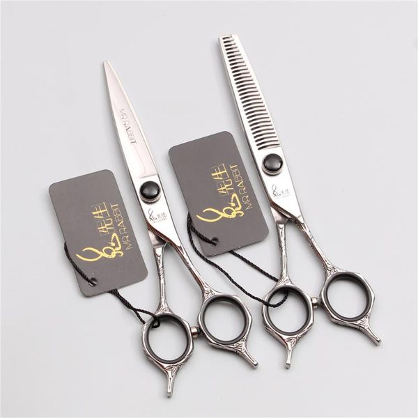 

6" 17.5cm 440c mr purple dragon black gem hairdressing scissors thinning/cutting shears professional hair scissors t9018
